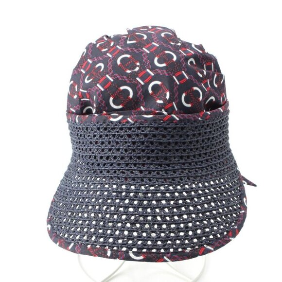 Hermes Raffia Cotton Gemini Hat Cap Navy main image 10